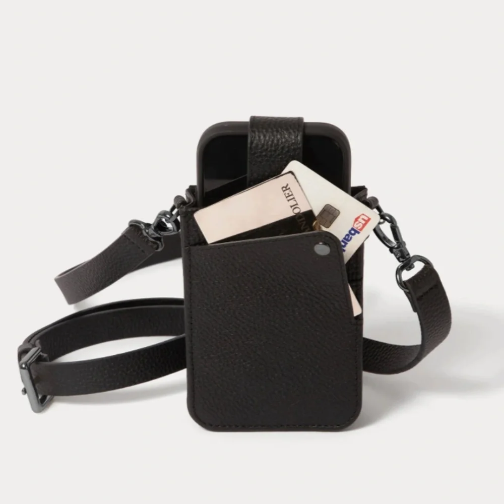 NEW Bandolier Set Black Leather UNIVERSAL Holster Phone Case! Black Pewter OSFA